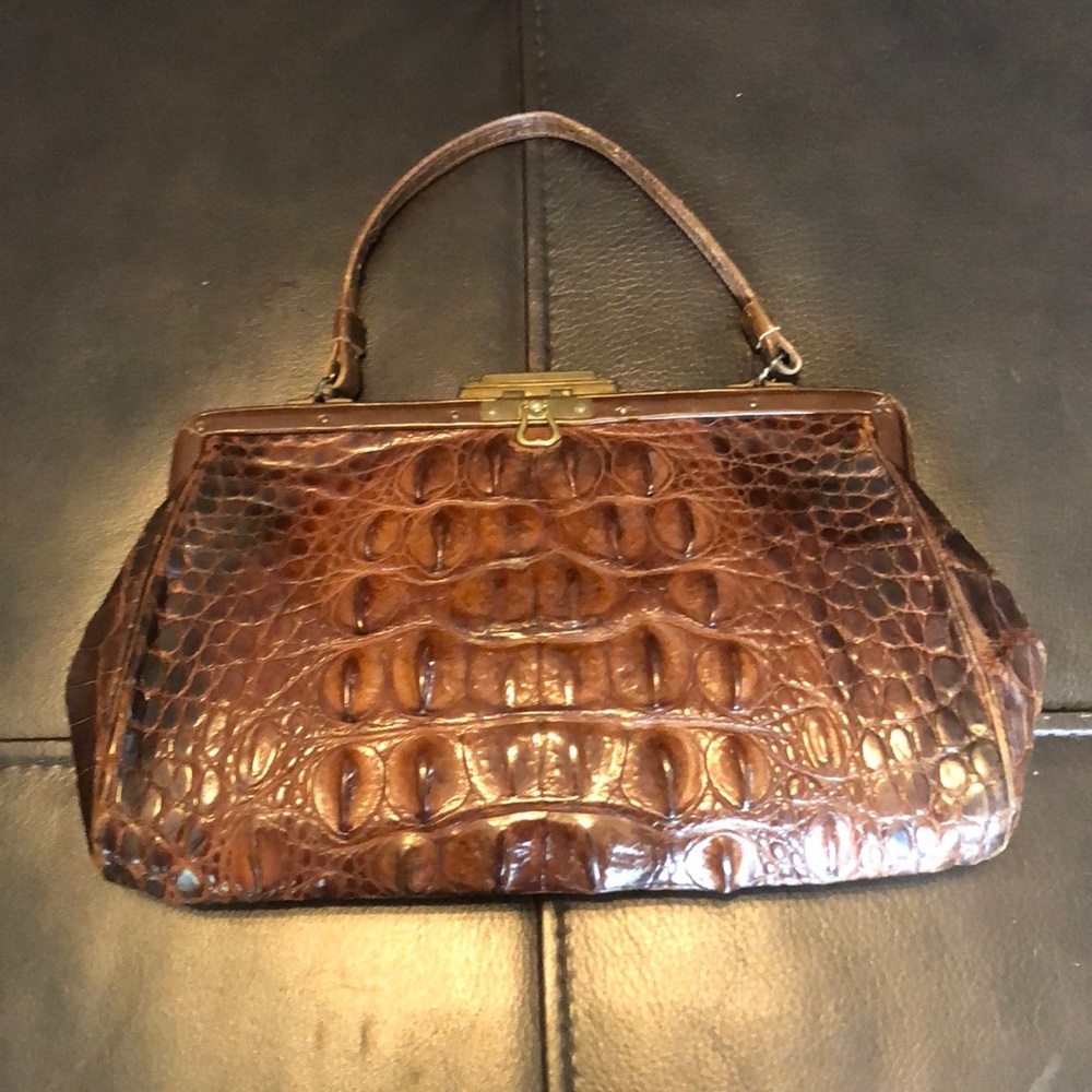 Vintage Leather Handbag (Possibly Alligator)